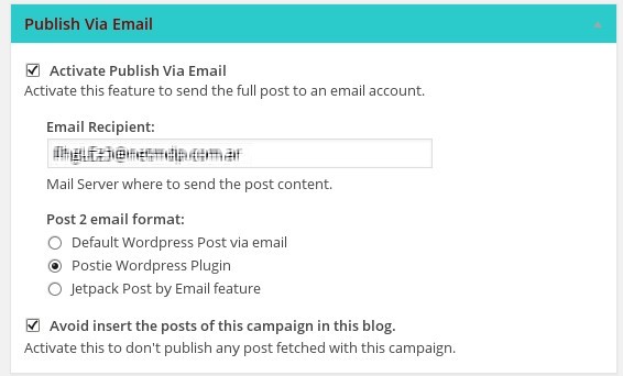 Publish via email metabox