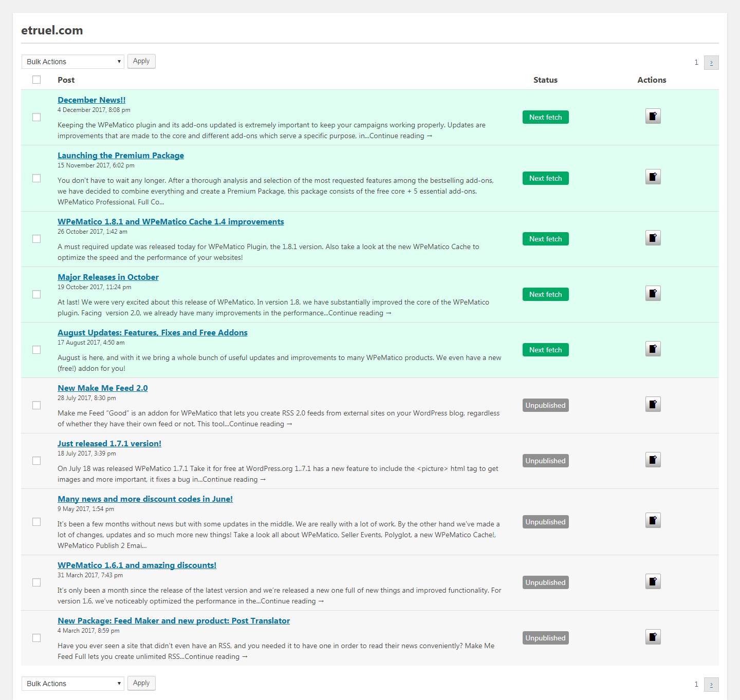 How To use Manual Fetching - feed list