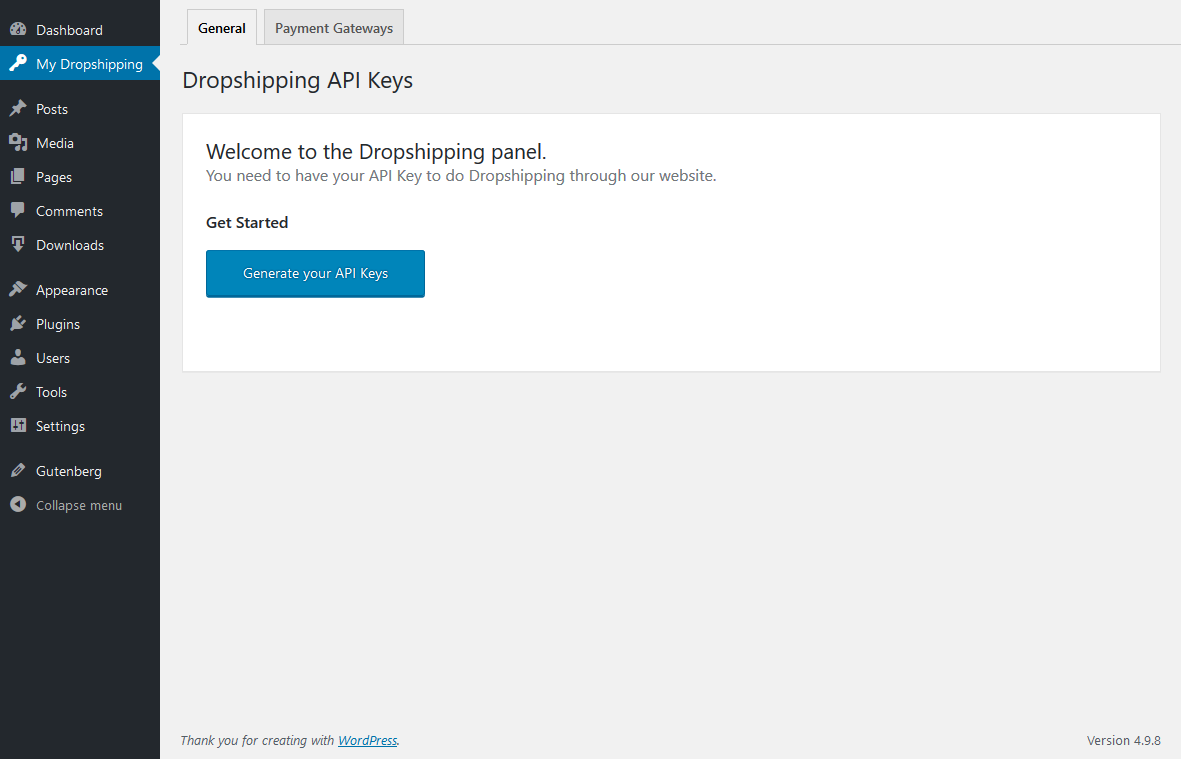 1. How to set up edd dropshipping client? - dss api keys