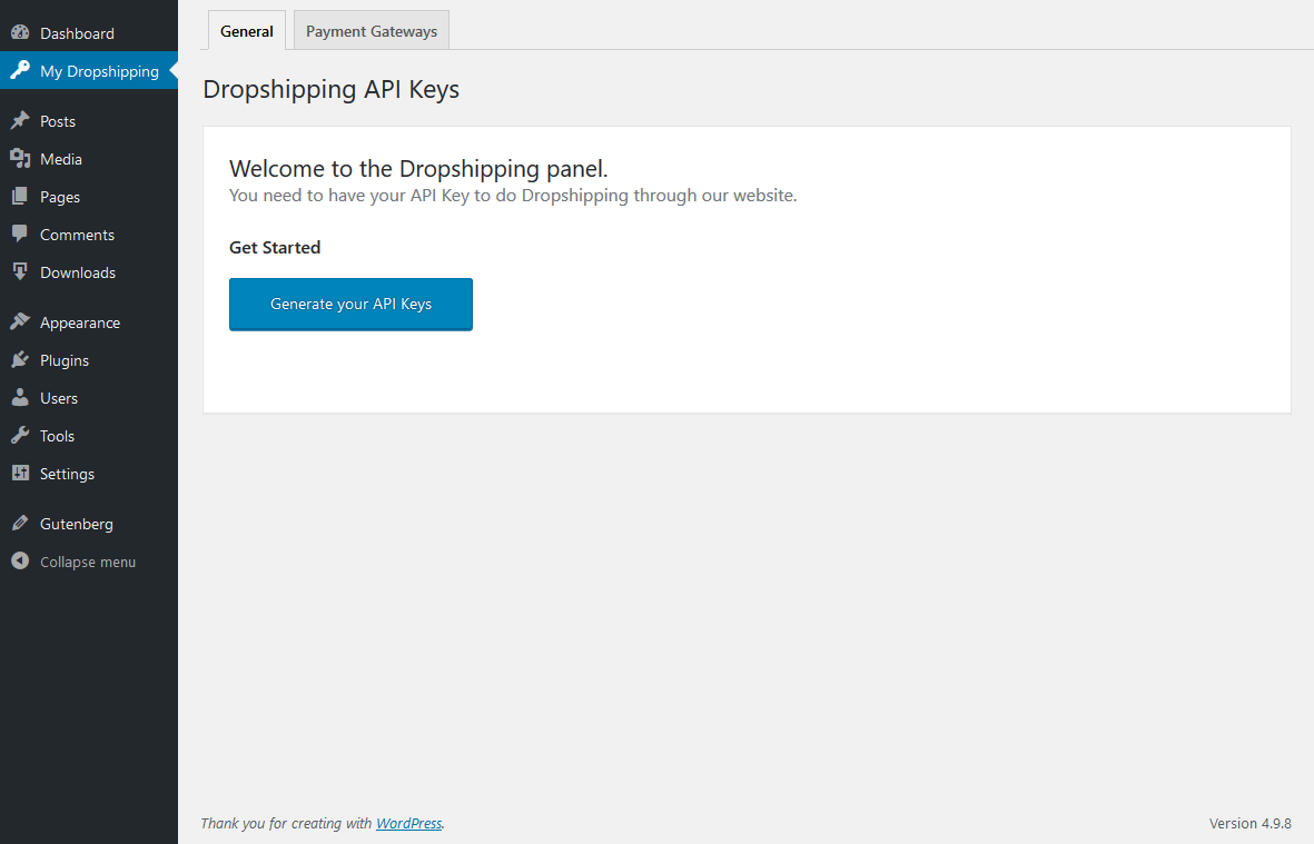 1. How to set up EDD Dropshipping Client? - dss api keys