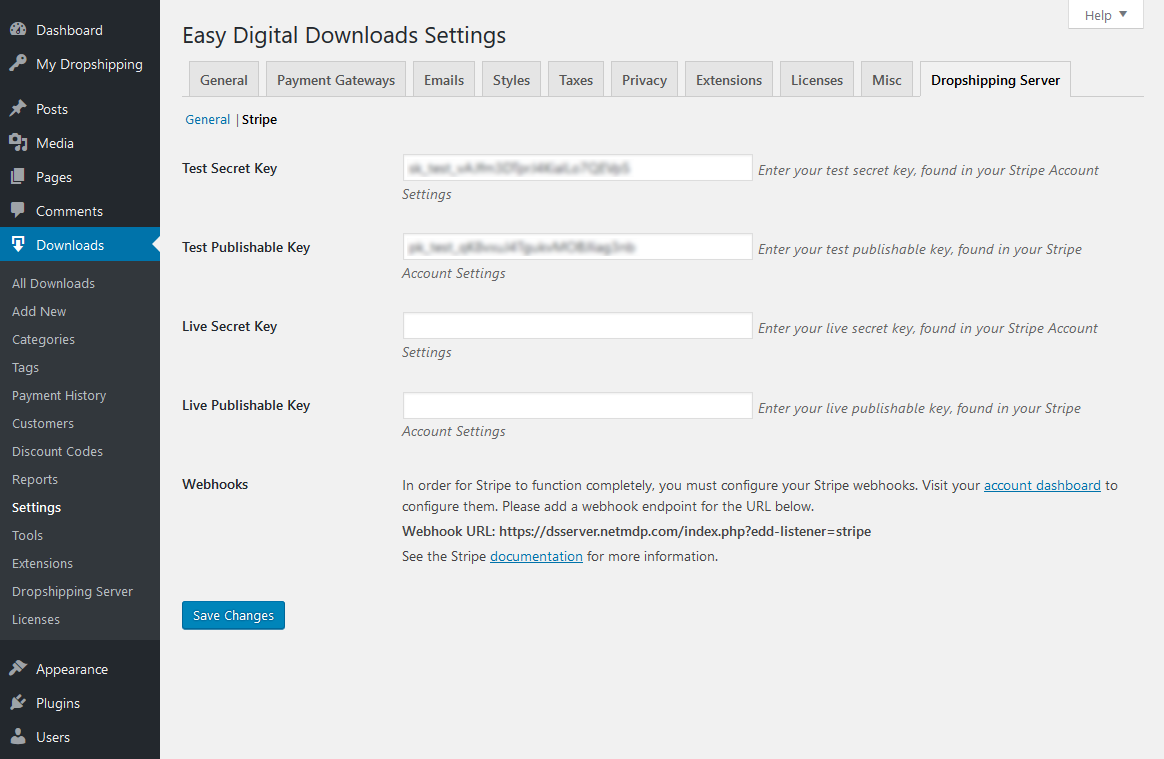 1. How to set up edd dropshipping server? - dss stripe 1