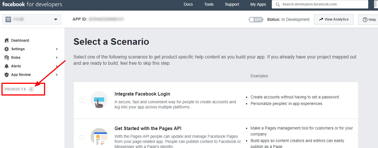How can i create facebook application? - select scenario 1
