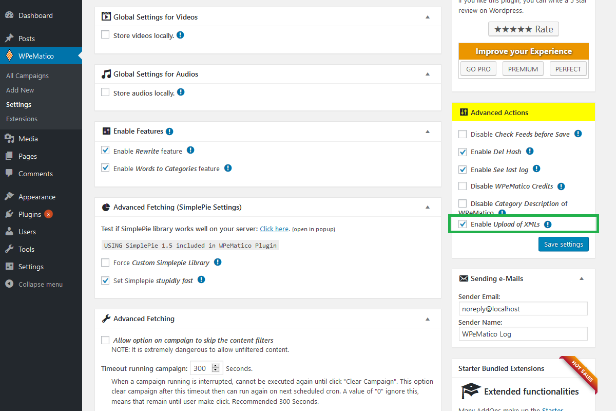 How XML Campaign Type works? - wpematico settings