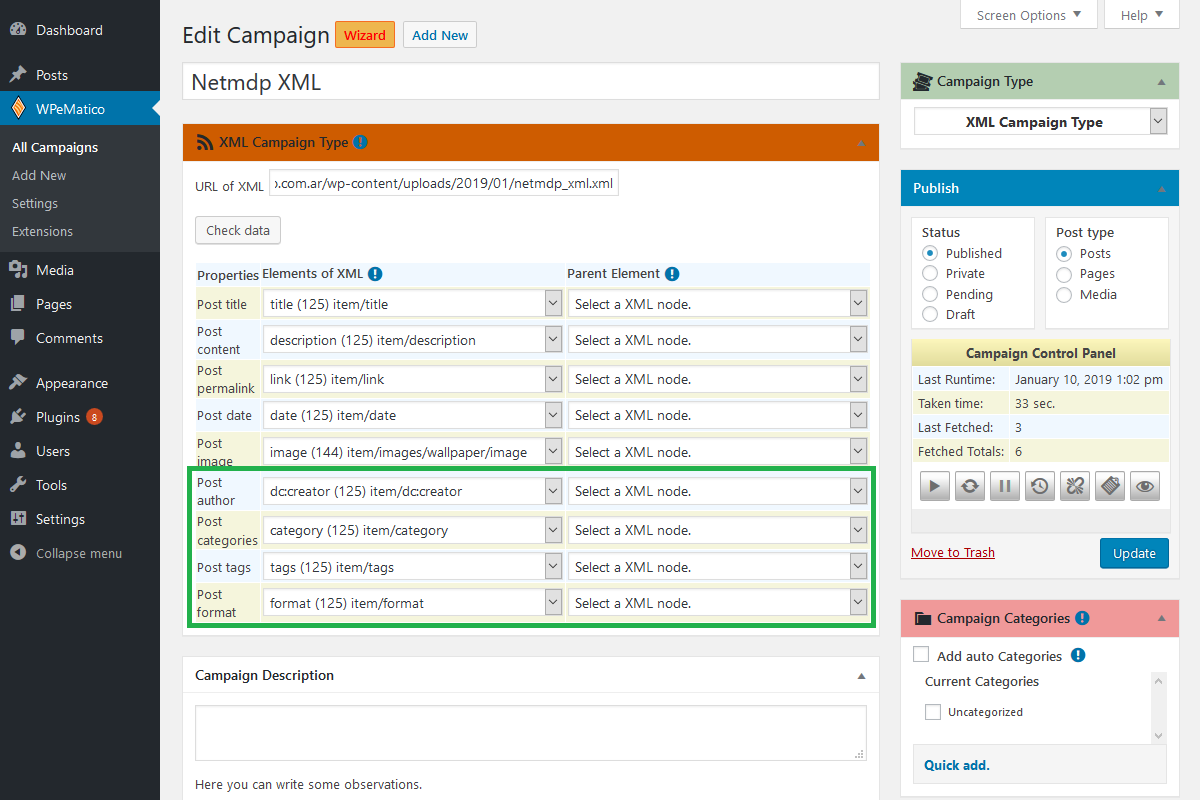 Xml фид. Auto categories.