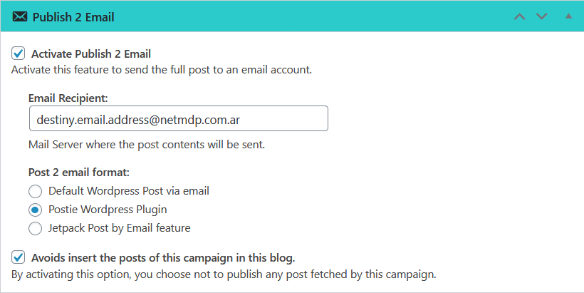 Wpematico publish 2 email - p2e campaign