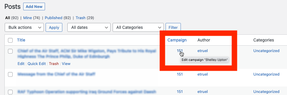 How to see from which campaigns generated each post? - campaignspost