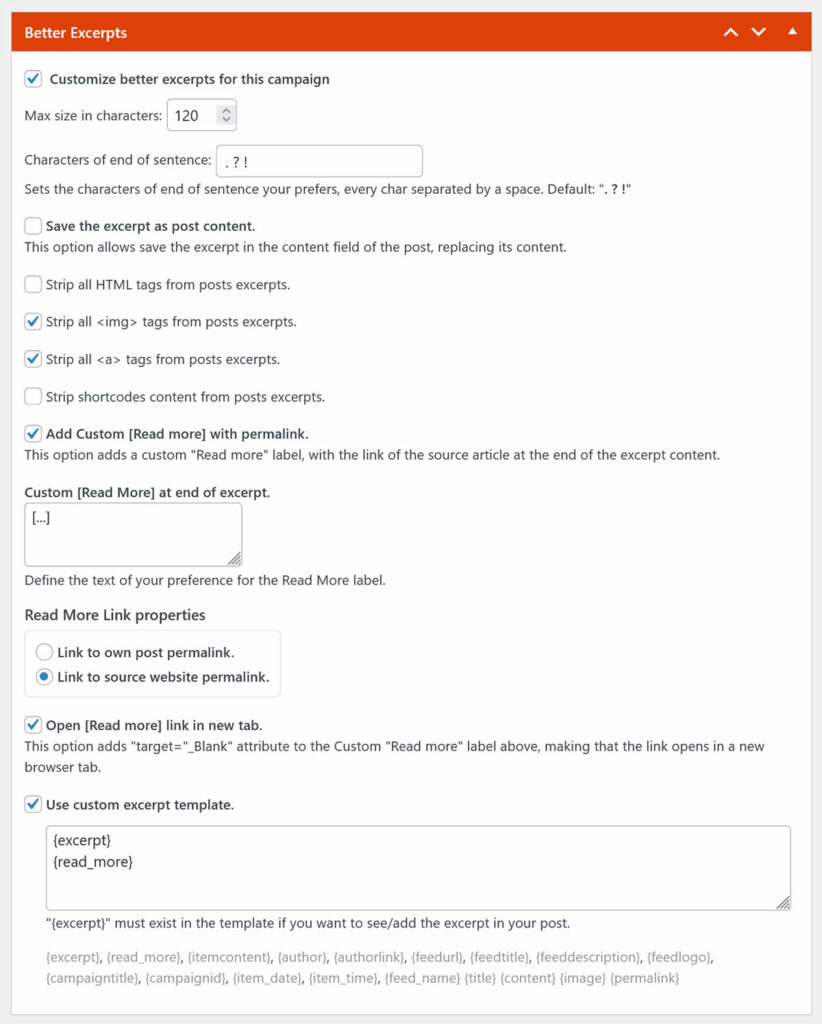 How to set up Better Excerpts in a single campaign? - be campaign