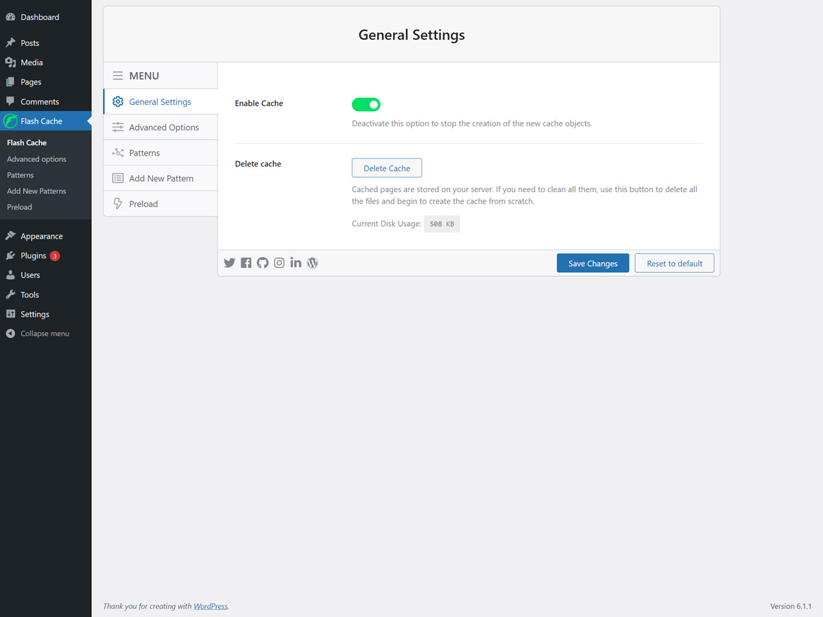 Setup flash cache