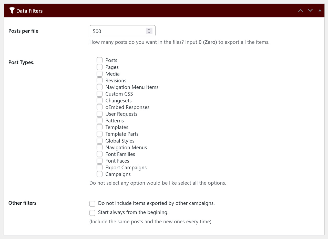 Export post(types) in xml files