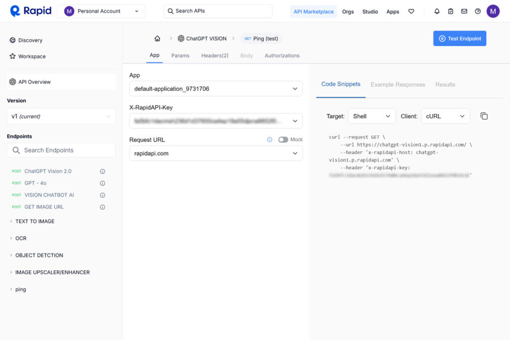 How to set an API Key for ChatGPT VISION in RapidAPI - etruel.com