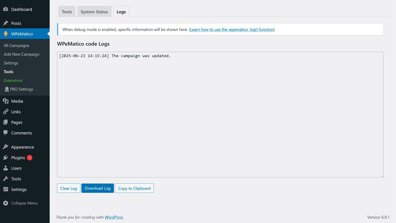 How to use wpematico log - img wpematico logs