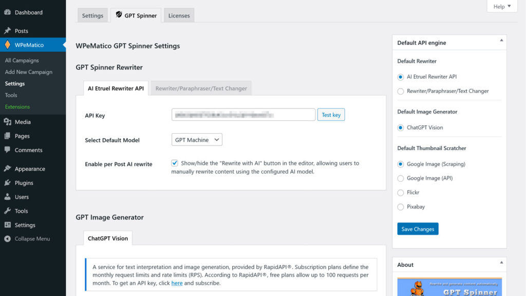 🚀 GPT Spinner 3.0 for WPeMatico is here – now supercharged with ChatGPT! - gpt spinner settingsMDDsIoca1753991220