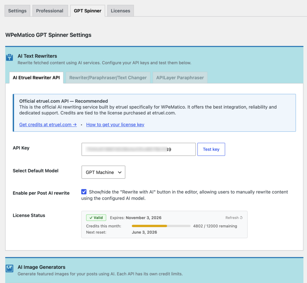 π wpematico gpt spinner 3. 4 & 3. 5: the wordpress ai content rewriter plugin that got fixed, faster, and more powerful - licensestatus