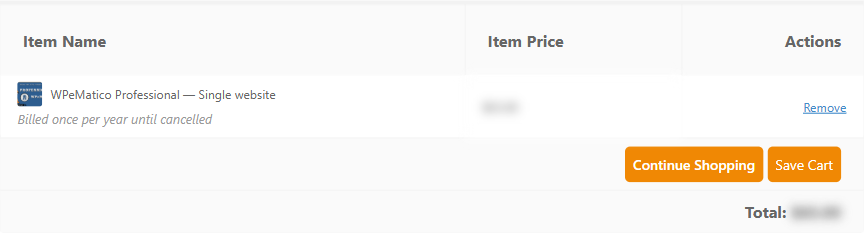 Cart on the checkout page of etruel. Com with one product