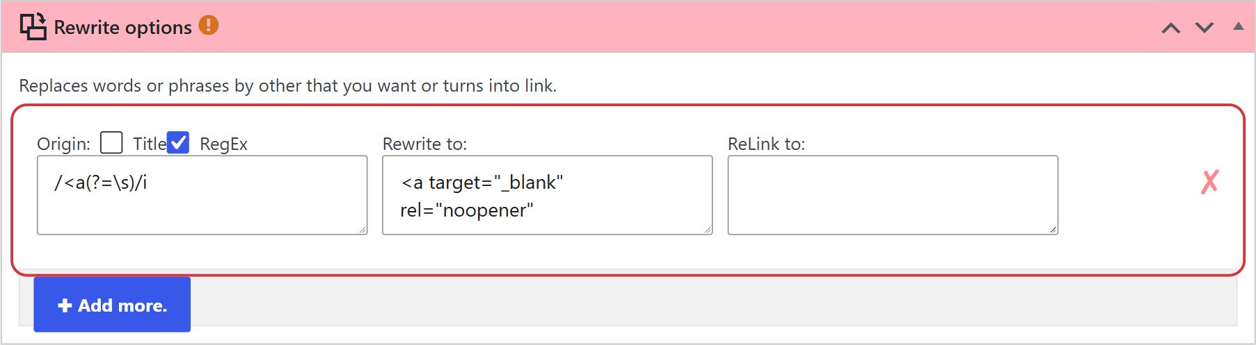 Rewrite row that makes the links open in a new tab in a wpematico campaign