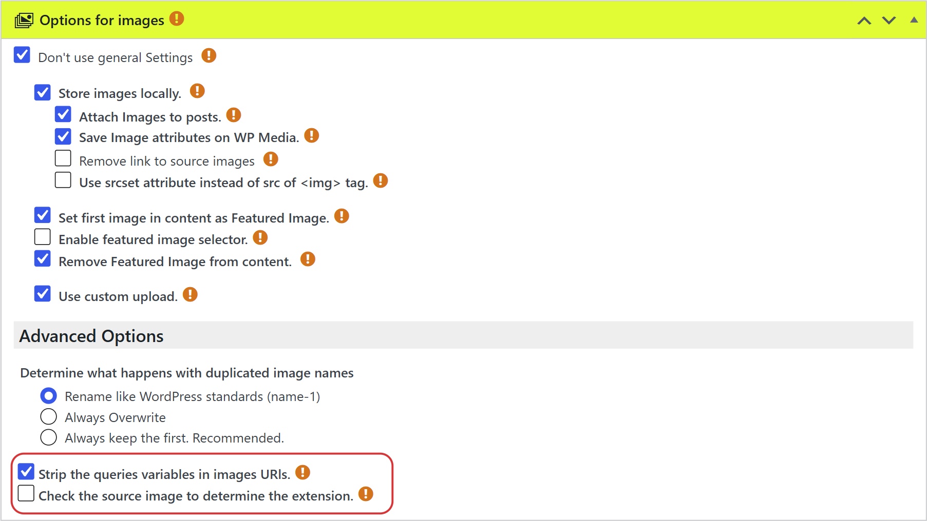 Strip the queries variables in images urls option in a wpematico campaign