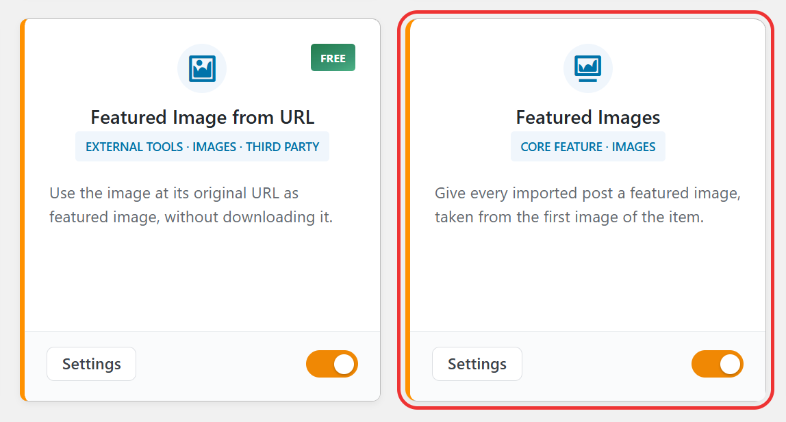 Featured images card in the wpematico dashboard