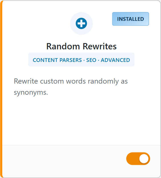 Random rewrites card in the wpematico dashboard