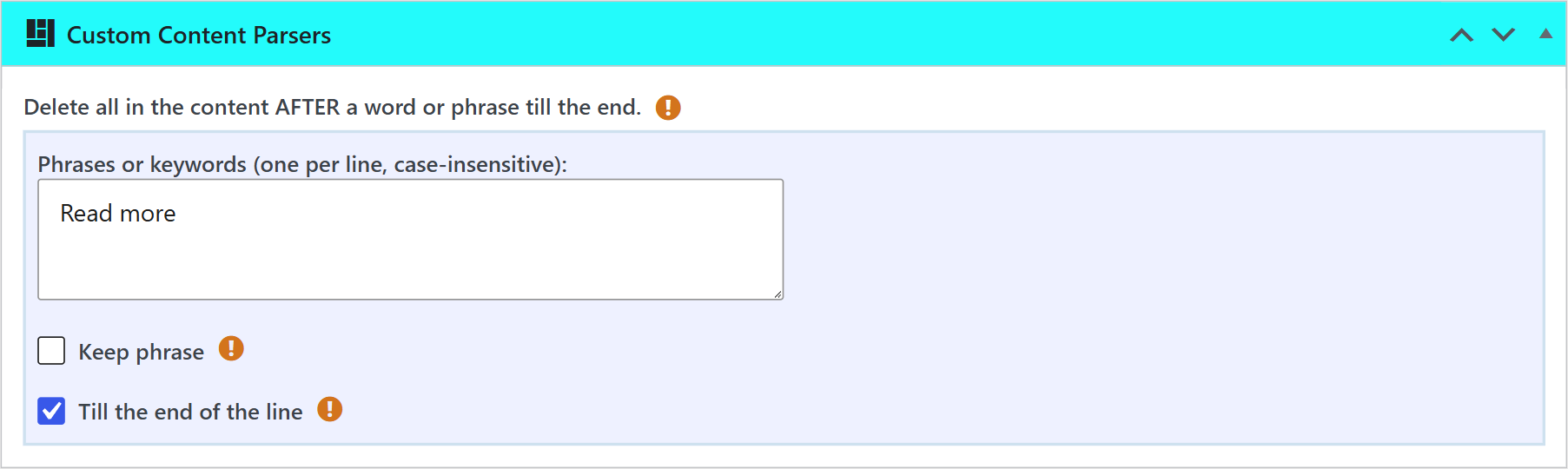 Delete all in the content after a phrase with till the end of the line in a wpematico campaign