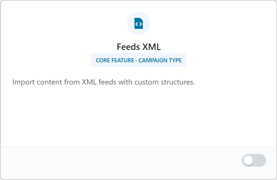 Feeds xml card in the wpematico dashboard