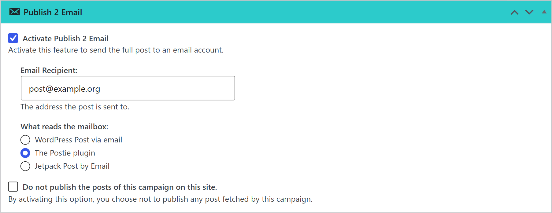 Publish 2 email box in a wpematico campaign with the recipient and the service that reads the mailbox