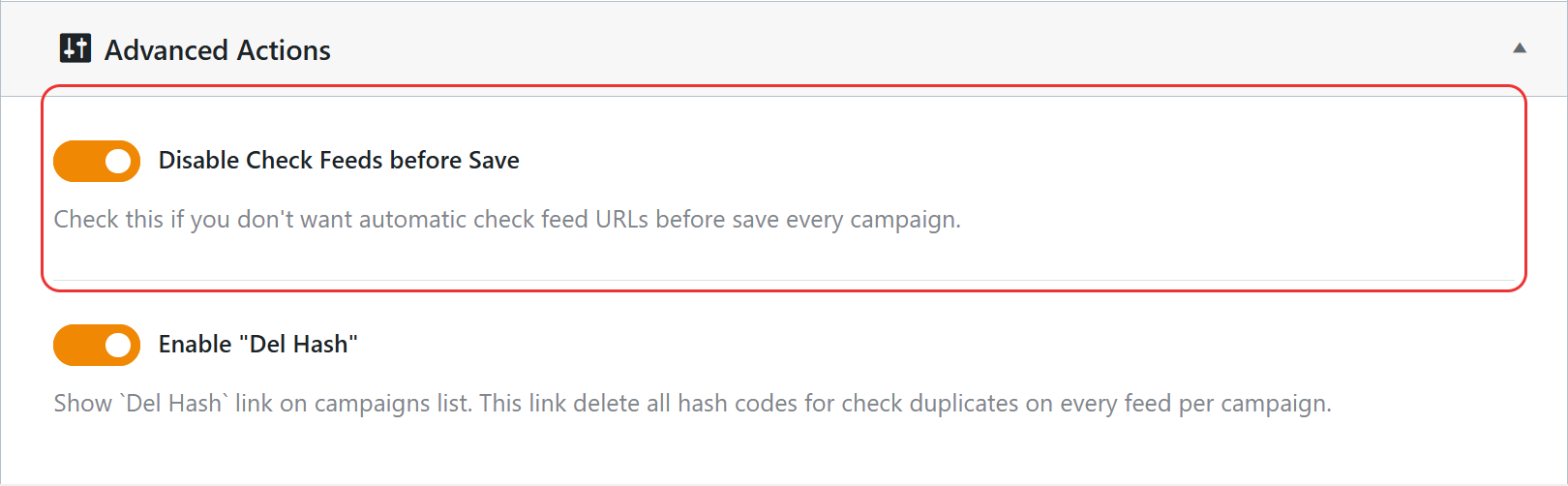 Disable check feeds before save option in wpematico settings