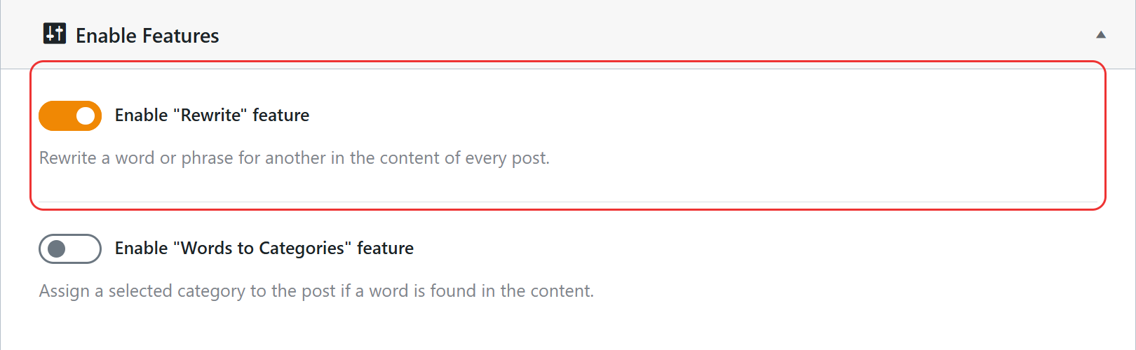 Enable rewrite feature option in wpematico settings