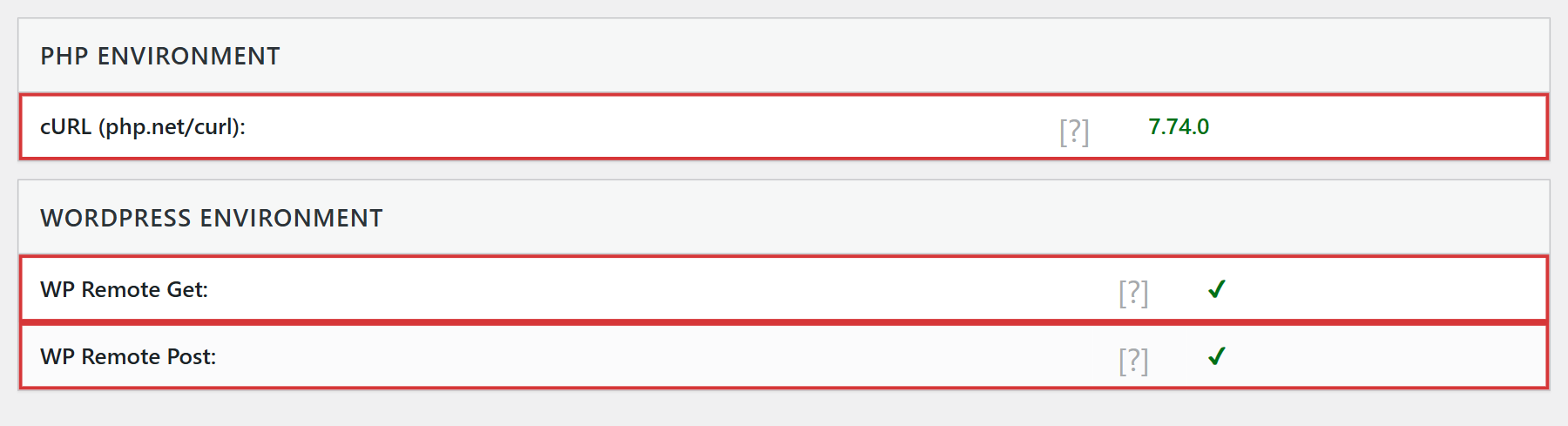 Curl and remote connection checks in the wpematico system tab